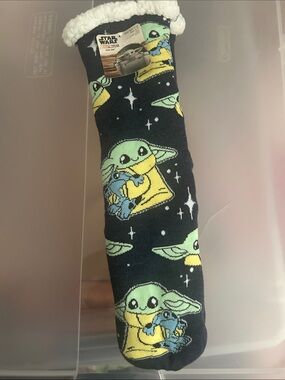 Star Wars Grogu Plush-Lined Socks - Black, Green & Yellow